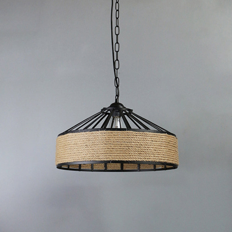 1 Light Cage Flared Hanging Lights Retro Industrial Metal Light Pendant for Restaurant