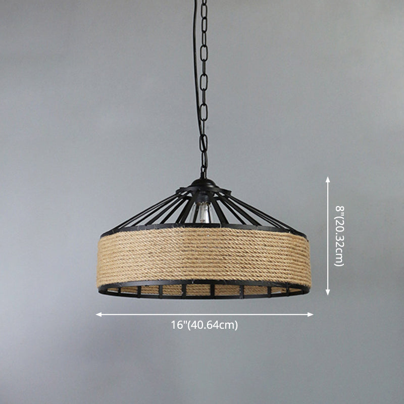 1 Light Cage Flared Hanging Lights Retro Industrial Metal Light Pendant for Restaurant