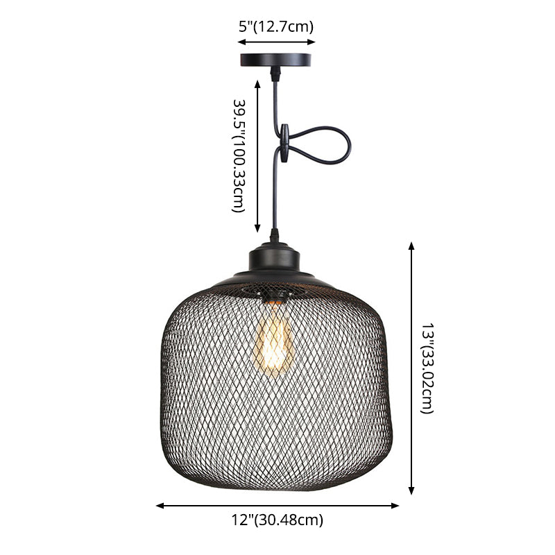 1 alambre de luz Mesh Light Pendse Nordic Industrial Style Metal Hanging Lights para barra