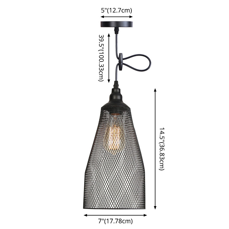 1 lichte draadmesh licht hangende Noordse industriële stijl metalen hanglampen voor bar