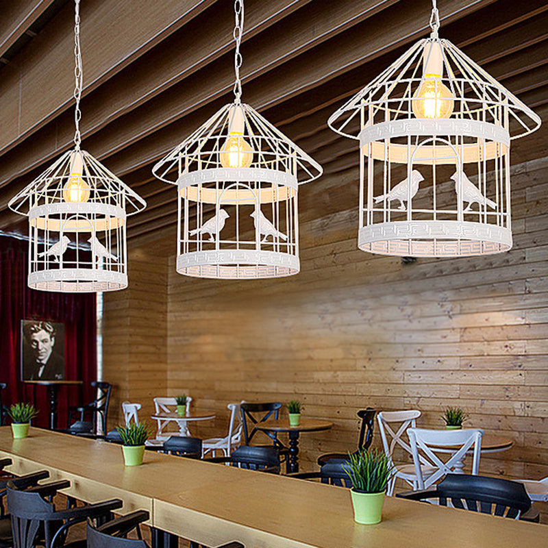 1 Light Bird Cage Ceiling Light Nordic Industrial Style Metallic Ceiling Fixture for Coffee Shop