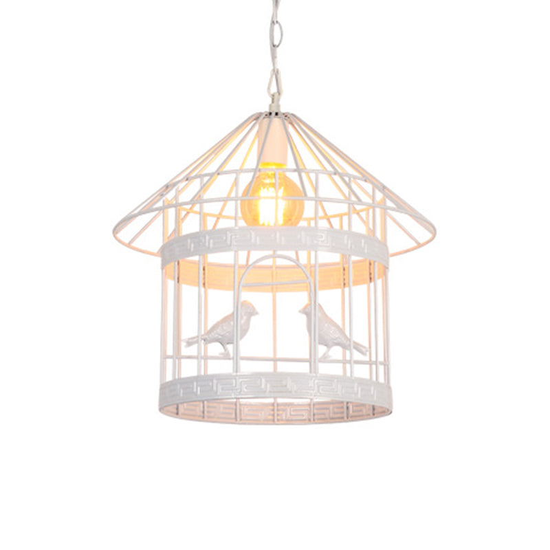 1 Light Bird Cage Ceiling Light Nordic Industrial Style Metallic Ceiling Fixture for Coffee Shop