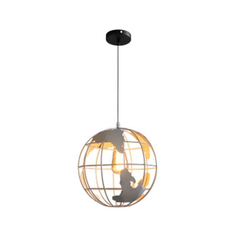 1 Light Cage Globe Ceiling Light Industrial Metallic Pendant Light for Coffee Shop