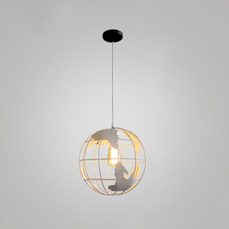 1 Light Cage Globe Ceiling Light Industrial Metallic Pendant Light for Coffee Shop