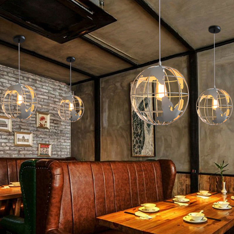 1 Light Cage Globe Ceiling Light Industrial Metallic Pendant Light for Coffee Shop