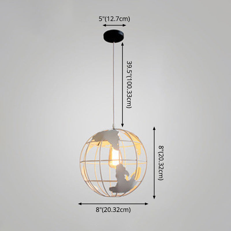 1 Cage légère Globe Plafond Light Industrial Metallic Pendant