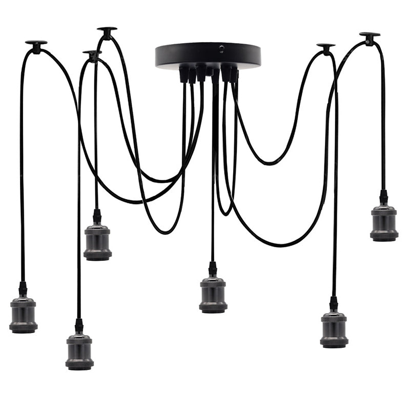 6 Lights Spider Multi Pendant Light Industrial Style Aluminum Multi Drop Ceiling Lights for Bar