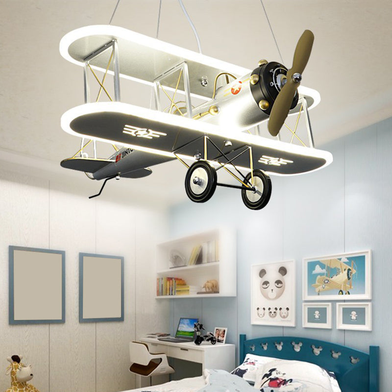 1 Light Prop Plane Pendant Lamp Kids Metallic Ceiling Lamp for Boys Bedroom Living Room