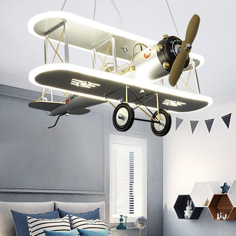 1 Light Prop Plane Pendant Lamp Kids Metallic Ceiling Lamp for Boys Bedroom Living Room