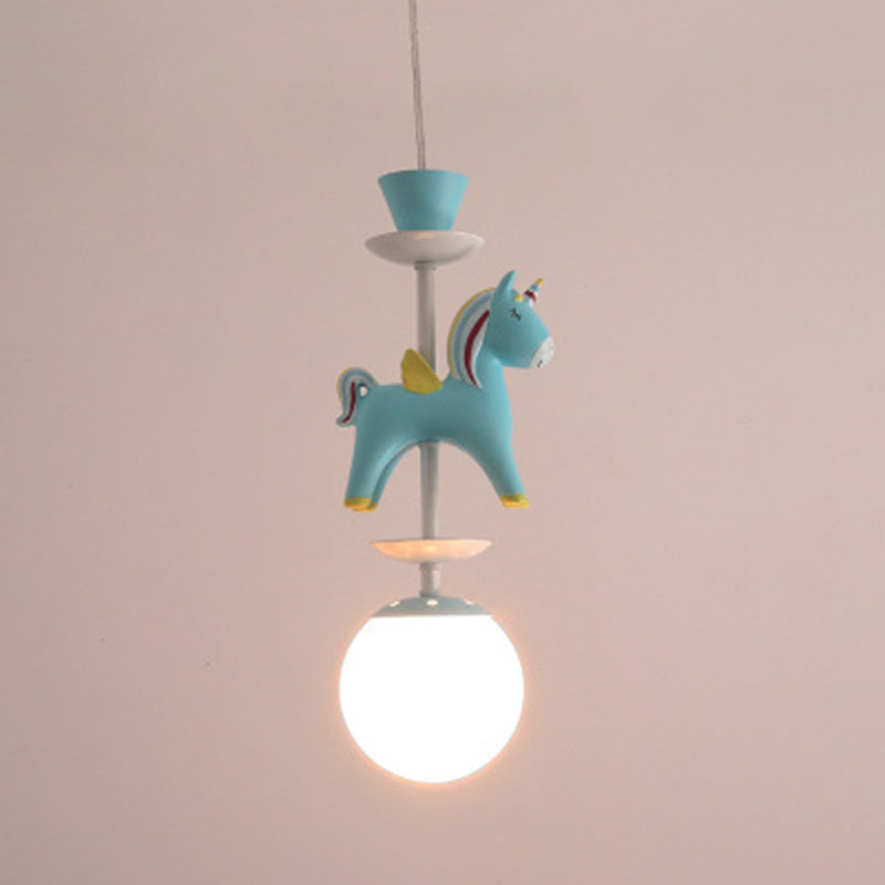 Carousel Hanging Ceiling Light Cartoon Resin Hanging Pendant Light for Girls Bedroom