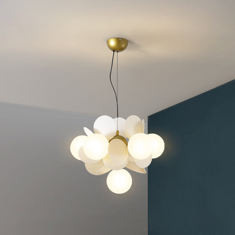 Balloon Hanging Light Fixtures Cartoon Metallic Drop Pendant with Glass Shade for Bedroom