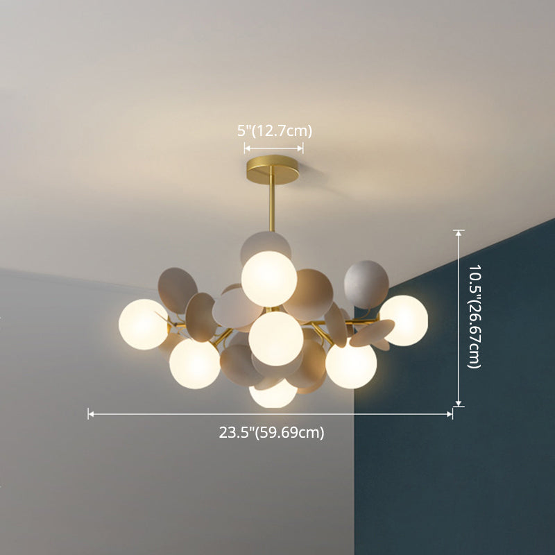 Balloon Hanging Light Fixtures Cartoon Metallic Drop Pendant with Glass Shade for Bedroom