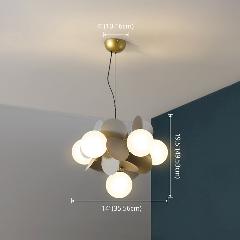 Balloon Hanging Light Fixtures Cartoon Metallic Drop Pendant with Glass Shade for Bedroom