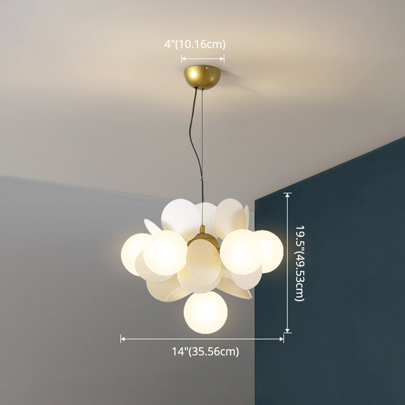 Balloon Hanging Light Fixtures Cartoon Metallic Drop Pendant with Glass Shade for Bedroom