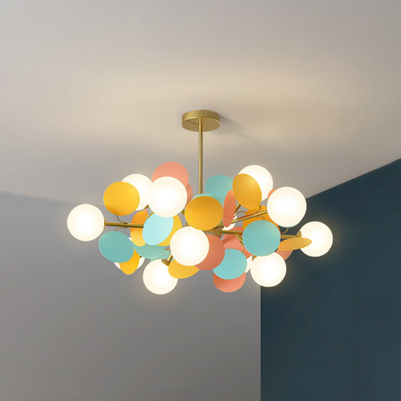 Balloon Hanging Light Fixtures Cartoon Metallic Drop Pendant with Glass Shade for Bedroom