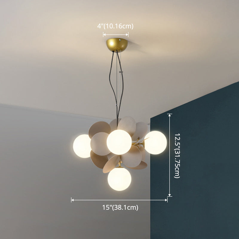 Balloon Hanging Light Fixtures Cartoon Metallic Drop Pendant with Glass Shade for Bedroom