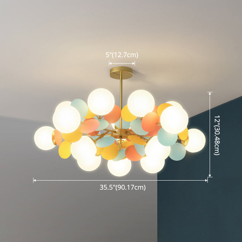 Balloon Hanging Light Fixtures Cartoon Metallic Drop Pendant with Glass Shade for Bedroom