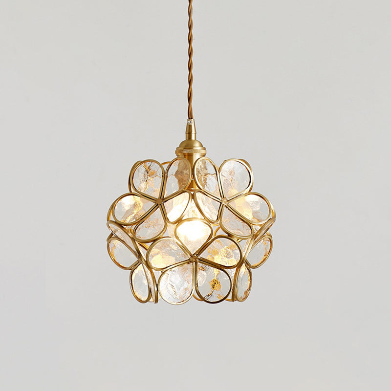 1 Light Flower Hanging Ceiling Light Nordic Style Metallic Down Lighting Pendant  for Restaurant