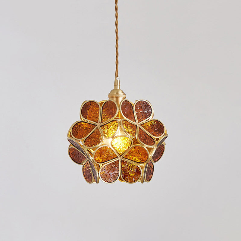 1 Light Flower Hanging Ceiling Light Nordic Style Metallic Down Lighting Pendant  for Restaurant