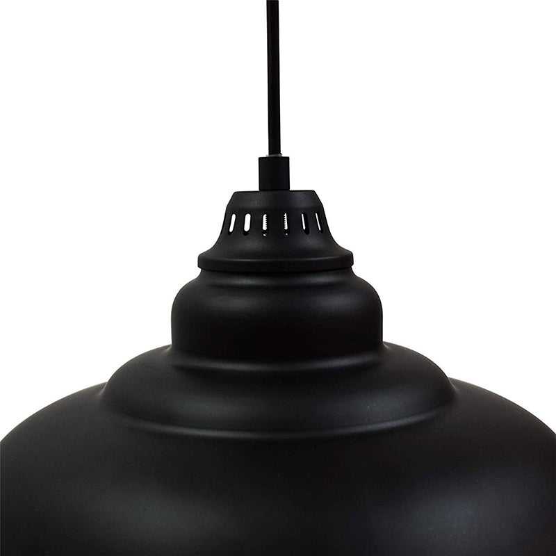 Bowl Dining Room Suspension Lamp Metal 1 Light Industrial Style Hanging Pendant Light in Black