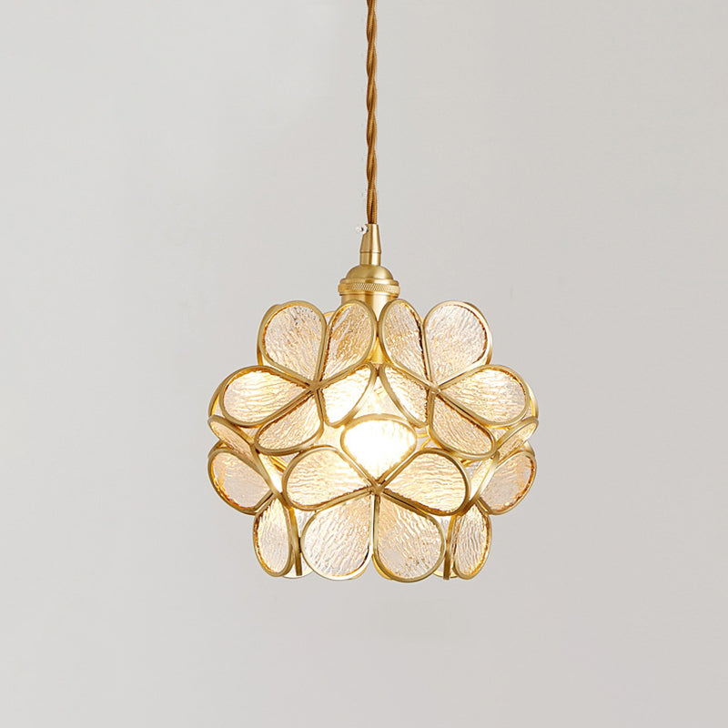 1 Light Flower Hanging Ceiling Light Nordic Style Metallic Down Lighting Pendant  for Restaurant