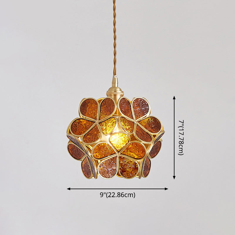 1 Light Flower Hanging Ceiling Light Nordic Style Metallic Down Lighting Pendant  for Restaurant