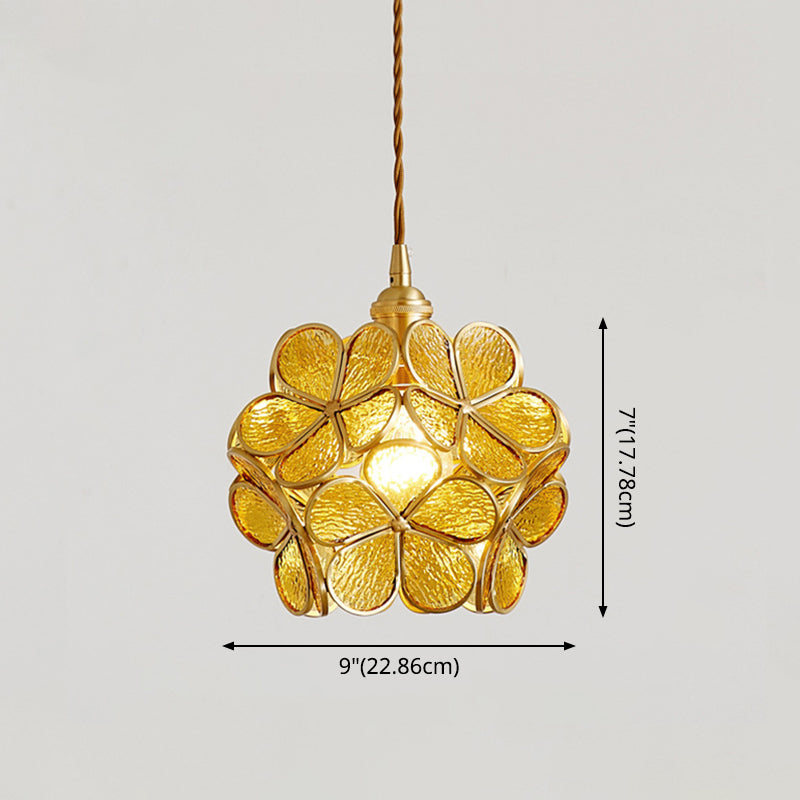 1 Light Flower Hanging Ceiling Light Nordic Style Metallic Down Lighting Pendant  for Restaurant