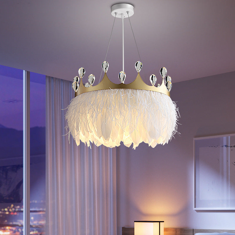 1 Light Crown Suspended Lighting Fixture simplicity Nordic Style Metallic Ceiling Lamp for Children Bedroom