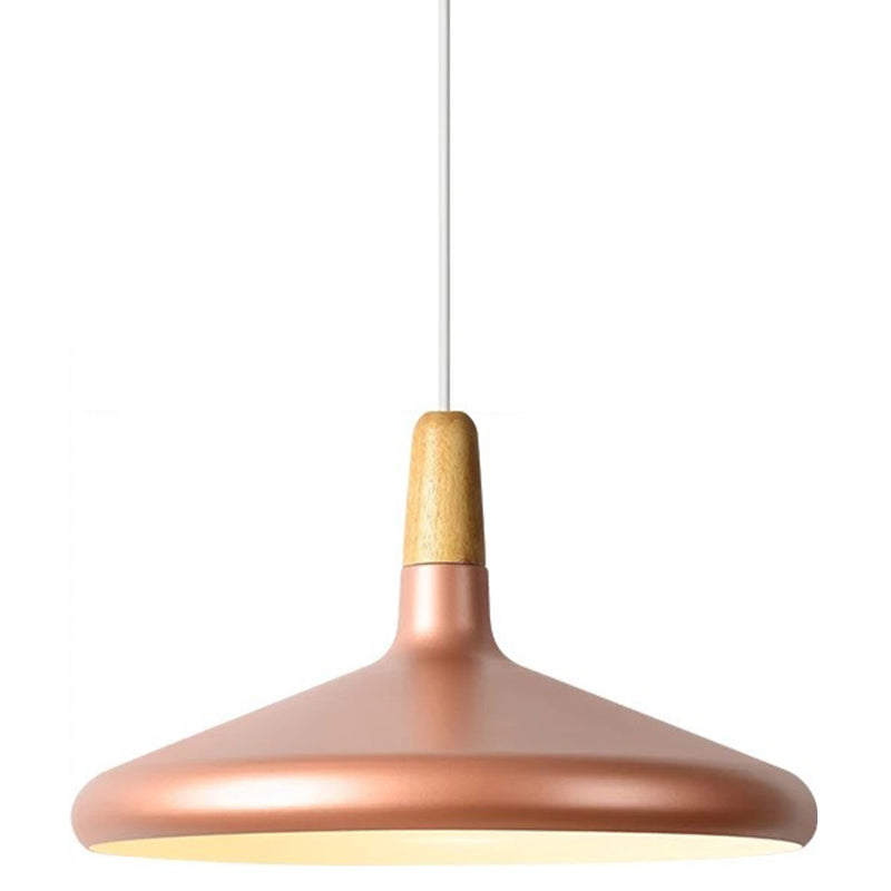 Modern Minimalist Wooden Top Pendant Light Metal Colorful Macarons 1-Light Pendant Lighting