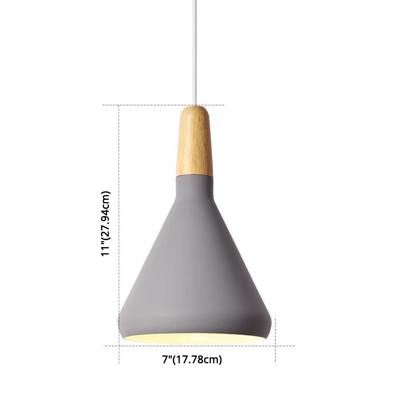 Modern Minimalist Wooden Top Pendant Light Metal Colorful Macarons 1-Light Pendant Lighting