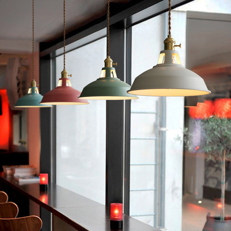 Macarons Industrial Barn Shade Pendant Licht metaal 1-licht hangerverlichting voor restaurant