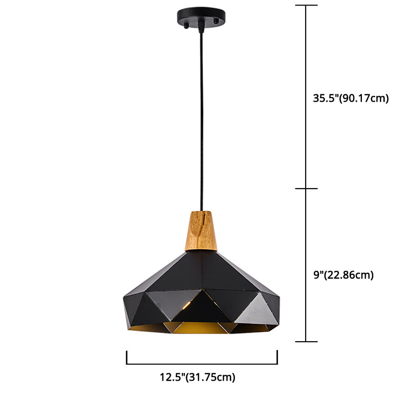 Diamond Dining Room Drop Pendant Modern Style Metal 1 Light Hanging Ceiling Light