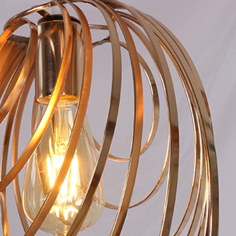 Metal Rings Ceiling Lamp Industrial Style 1 Head Golden Hanging Pendant Light for Coffee Shop