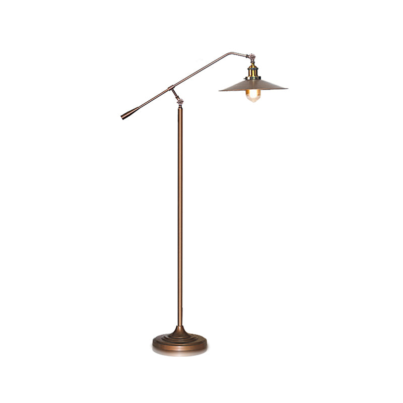 Flaar La Vared Shade Vloer Lamp Antiek Stijlvol metalen 1 kop woonkamer Standing Licht met verstelbare arm in brons