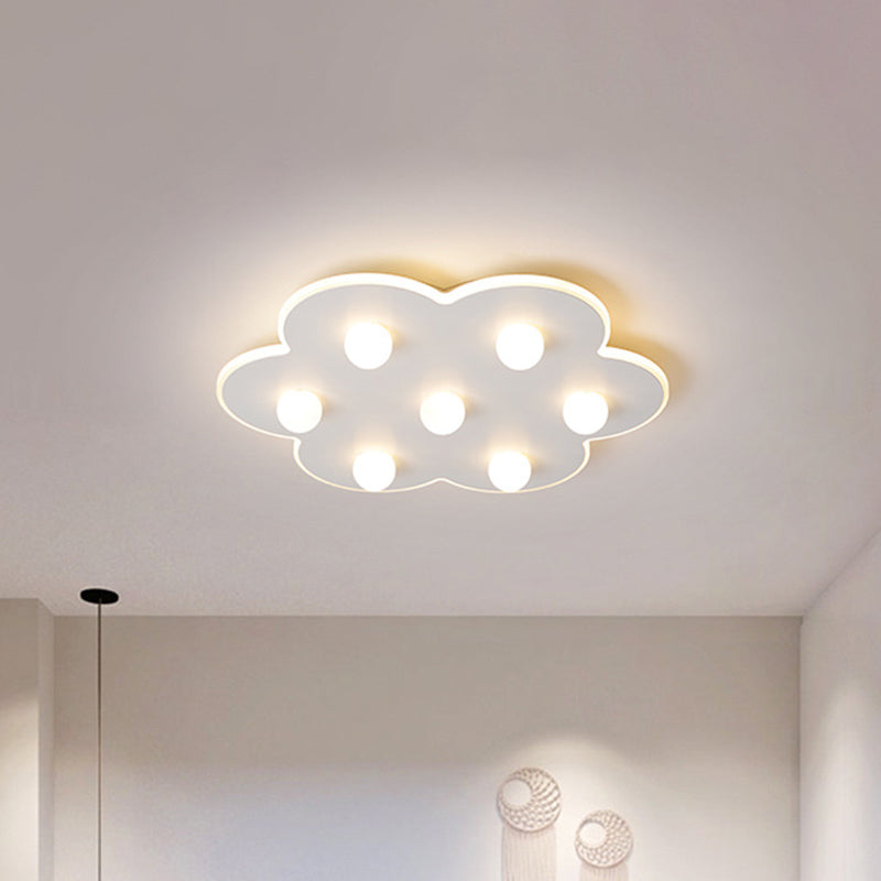 Flower/Round/Square Led Flush Ceiling Light Kids Modern Metal 8 Lights 16.5/19.5 Inch Wide White Flushmount Light