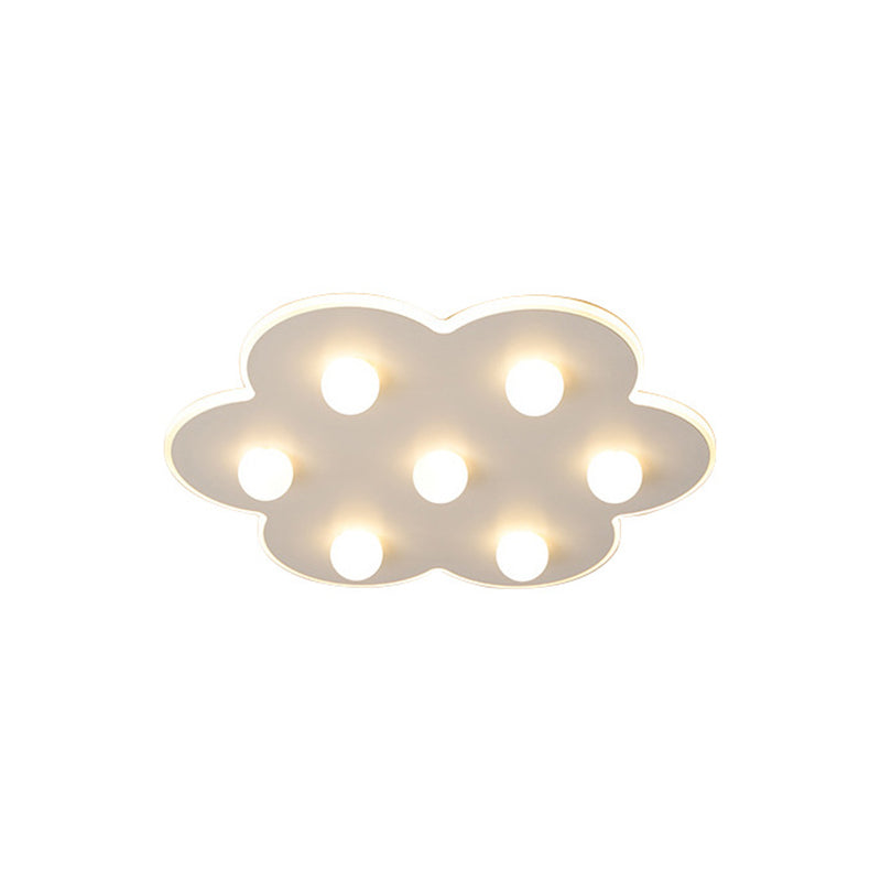 Flower/Round/Square Led Flush Ceiling Light Kids Modern Metal 8 Lights 16.5/19.5 Inch Wide White Flushmount Light