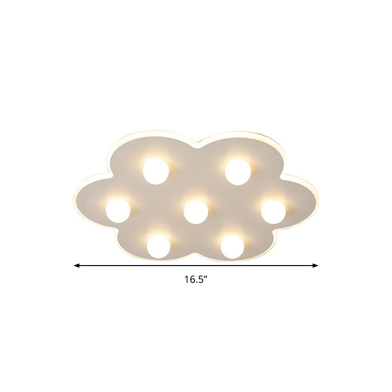 Flower/Round/Square Led Flush Ceiling Light Kids Modern Metal 8 Lights 16.5/19.5 Inch Wide White Flushmount Light