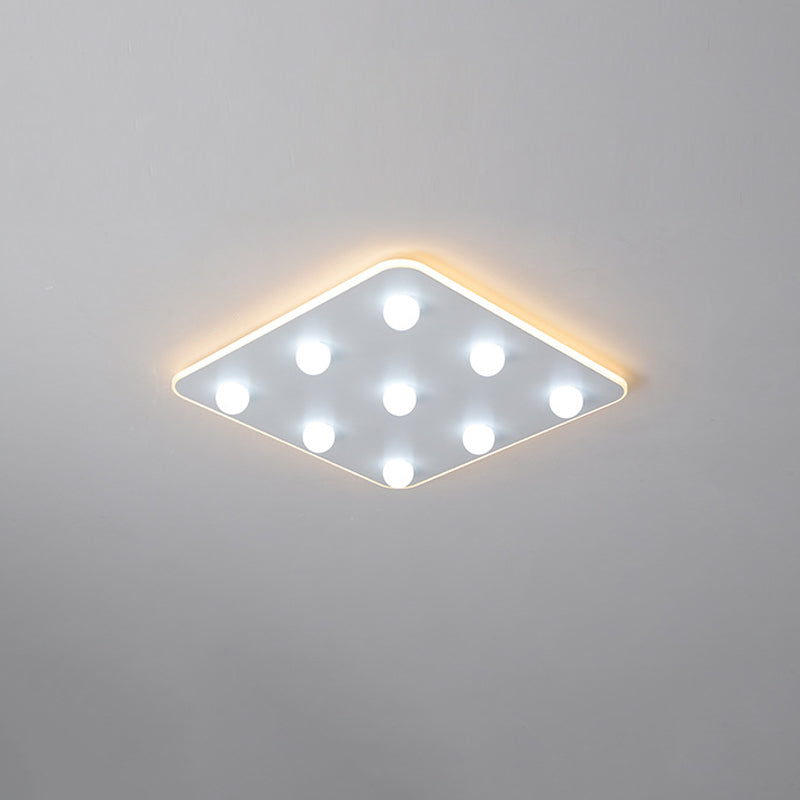 Flower/Round/Square Led Flush Ceiling Light Kids Modern Metal 8 Lights 16.5/19.5 Inch Wide White Flushmount Light