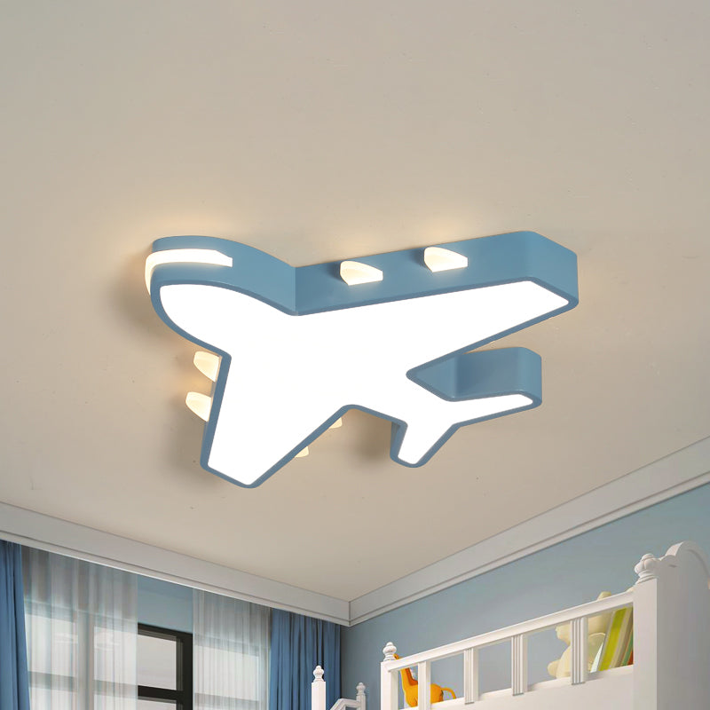 19.5/23.5 Inch Wide White/Blue Airplane Flush Mount Fixture Acrylic Modernism LED Flush Light in Warm/White Light