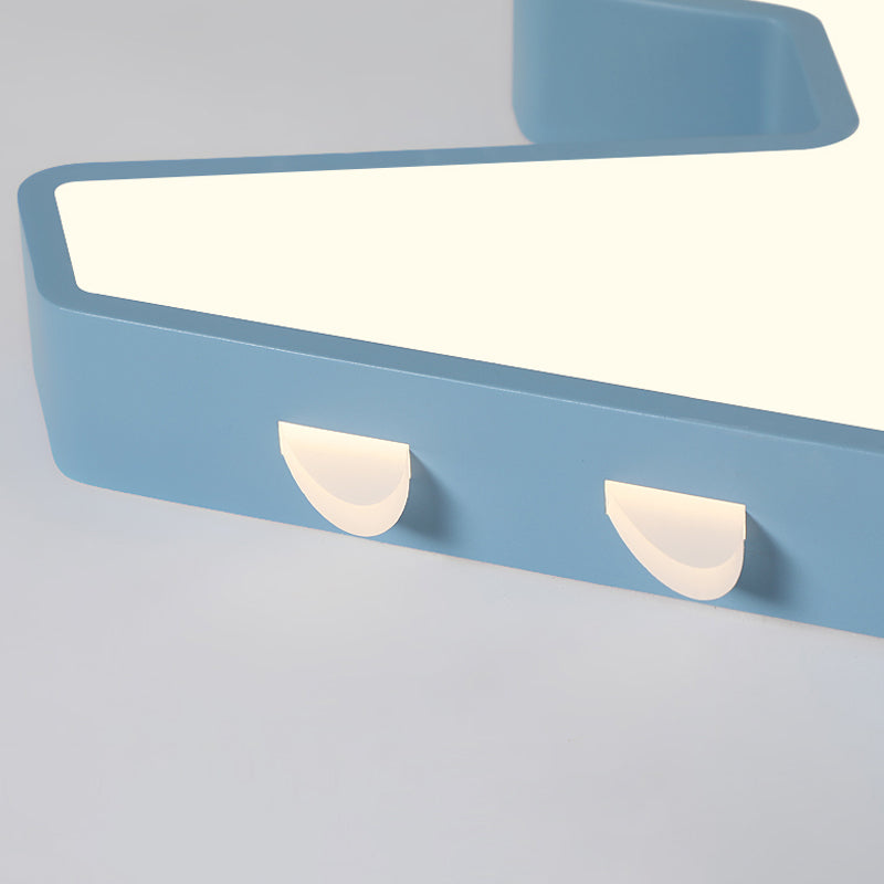 19.5/23.5 Inch Wide White/Blue Airplane Flush Mount Fixture Acrylic Modernism LED Flush Light in Warm/White Light