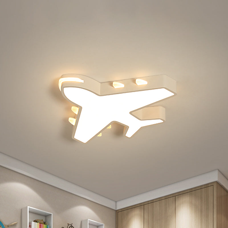 19.5/23.5 Inch Wide White/Blue Airplane Flush Mount Fixture Acrylic Modernism LED Flush Light in Warm/White Light