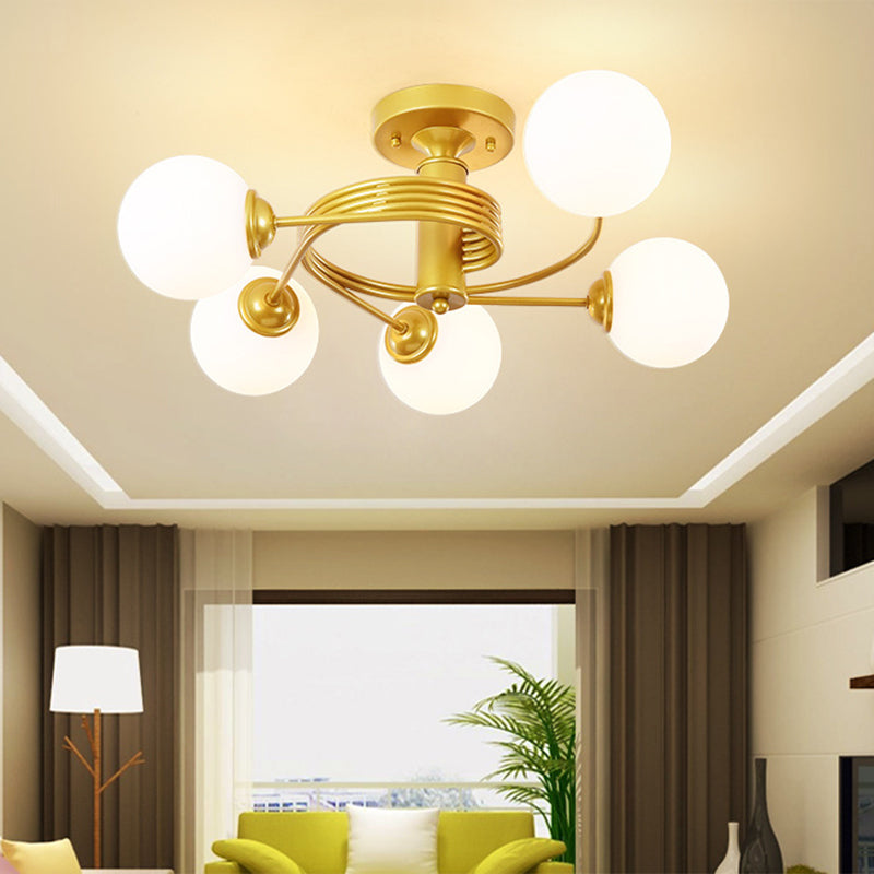 Round Flush Mount Ceiling Light Contemporary Frosted White Glass Ceiling Flush Mount for Living Room