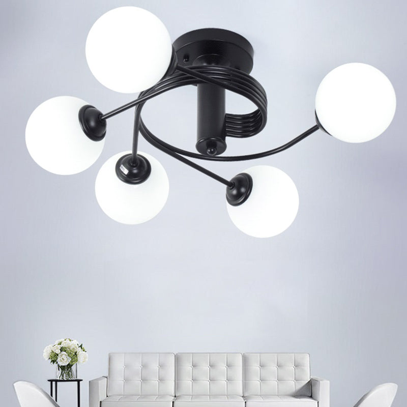 Mount à chasse d'eau rond Light Light Contemporain Grosted White Glass Glass plafond Mount pour le salon