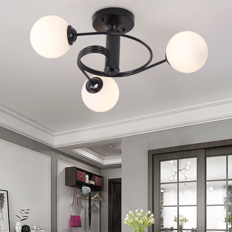 Round Flush Mount Ceiling Light Contemporary Frosted White Glass Ceiling Flush Mount for Living Room