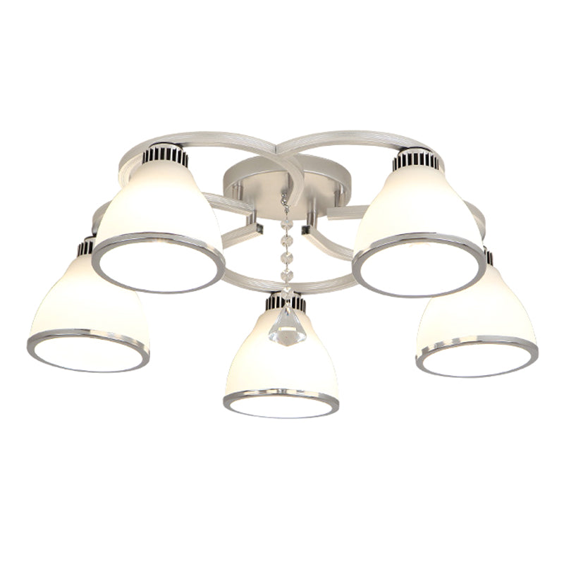 Spherical Semi Flush Mount Ceiling Light Modernist White Glass Ceiling Light Fixture for Bedroom