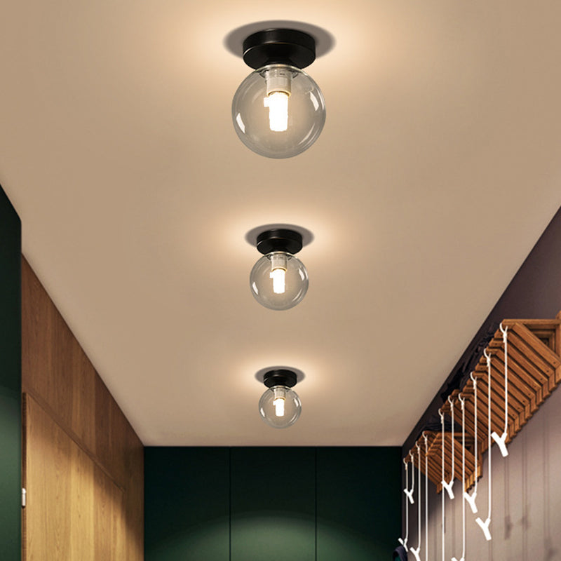 Globe Semi Flush Monte Lampada Modernist 1 Affiatura del soffitto in vetro leggero per corridoio