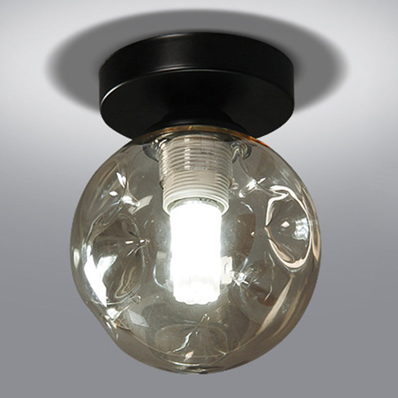 Globe Semi Flush Mount Lighture Modernist 1 Montaje de techo de vidrio claro para el pasillo