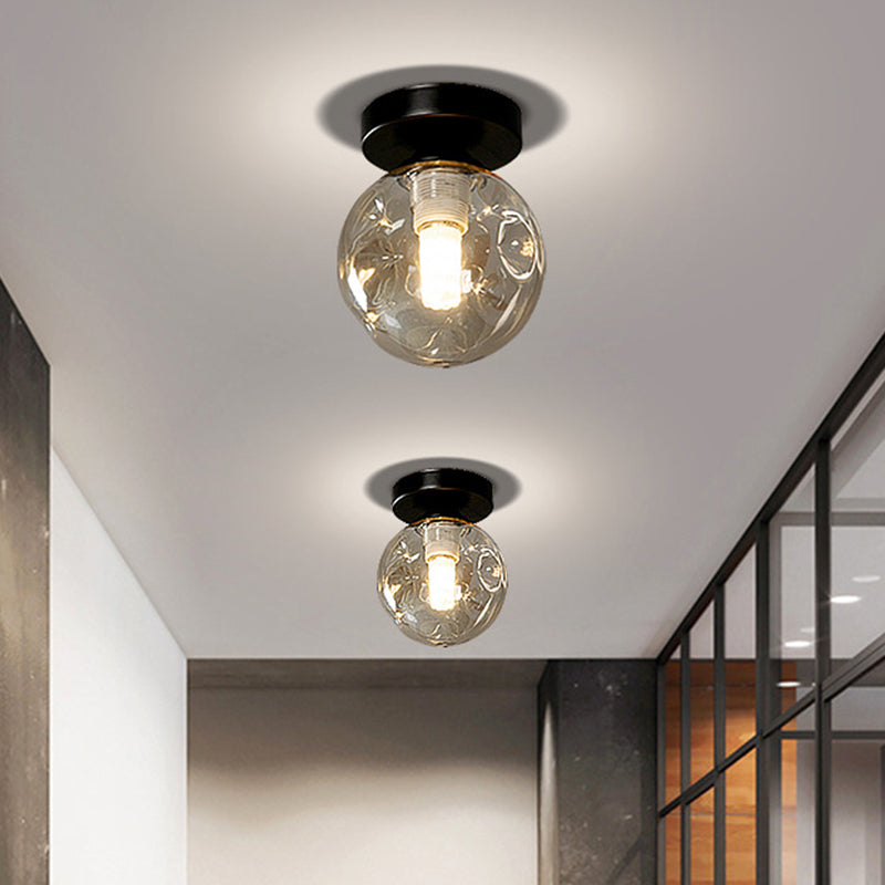 Globe Semi Flush Mount Light Fixture Modernistisch 1 lichtglazen plafondspoeling voor gang