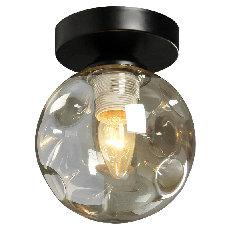 Globe Semi Flush Mount Lighture Modernist 1 Montaje de techo de vidrio claro para el pasillo