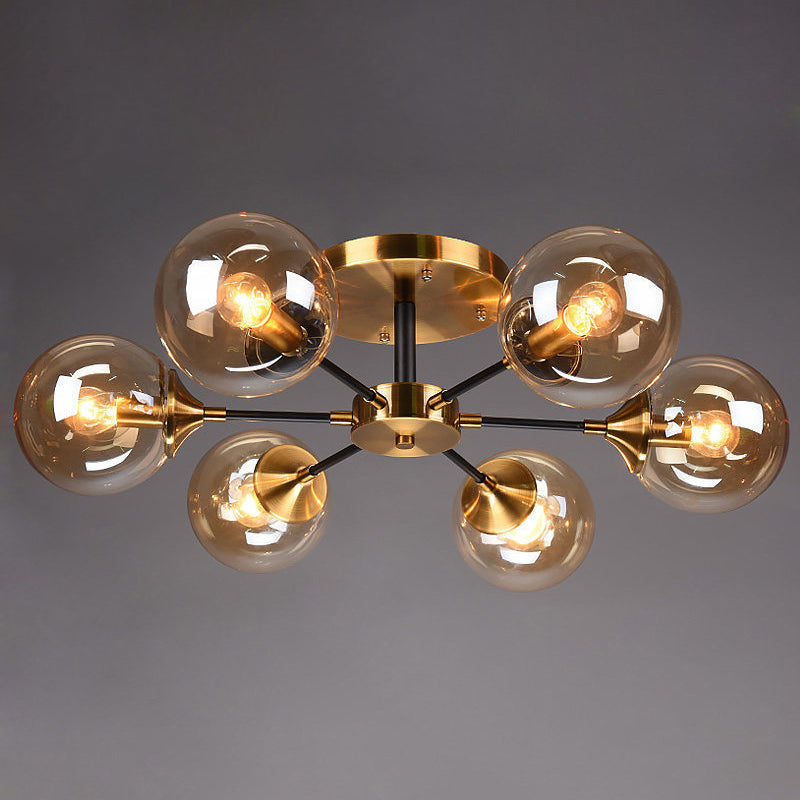 Sputnik Flush Mount Ceiling Light Ultra-Contemporary Stained Glass Ceiling Mount Chandelier for Bedroom